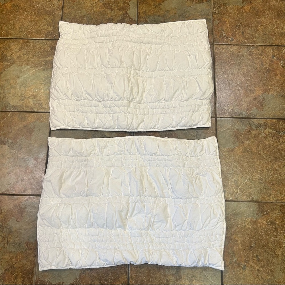 Pottery Barn Teen Quilted Pillow Shams Set 2 Standard Ruched Cotton Romantic